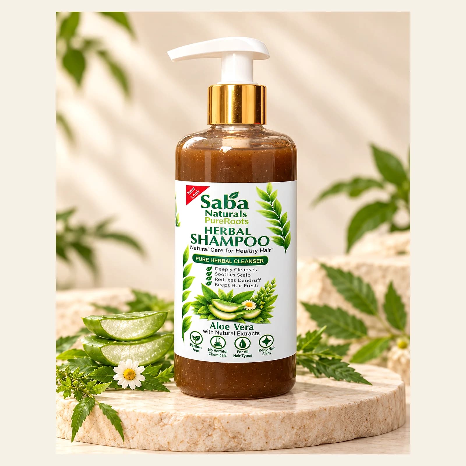 PureRoots Herbal Shampoo bottle